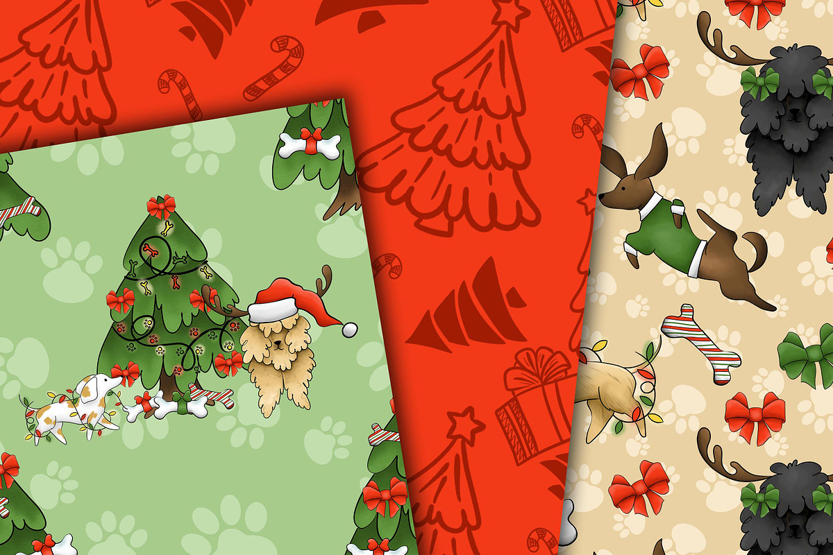 Christmas dogs patterns, a Pattern Graphic by DarinaDigital (Photo 2 of 5)