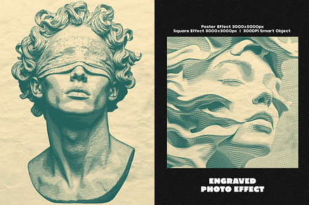Engraved Square, Poster Photo Effect, a Layer Style Add-On by dokudokunomi