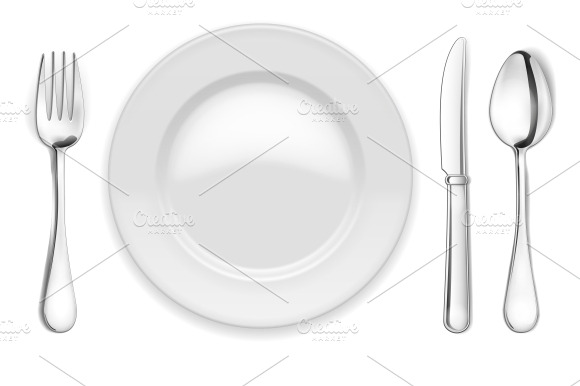 empty plate, spoon and fork preview 2