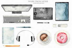 Work From Home Watercolor Collection