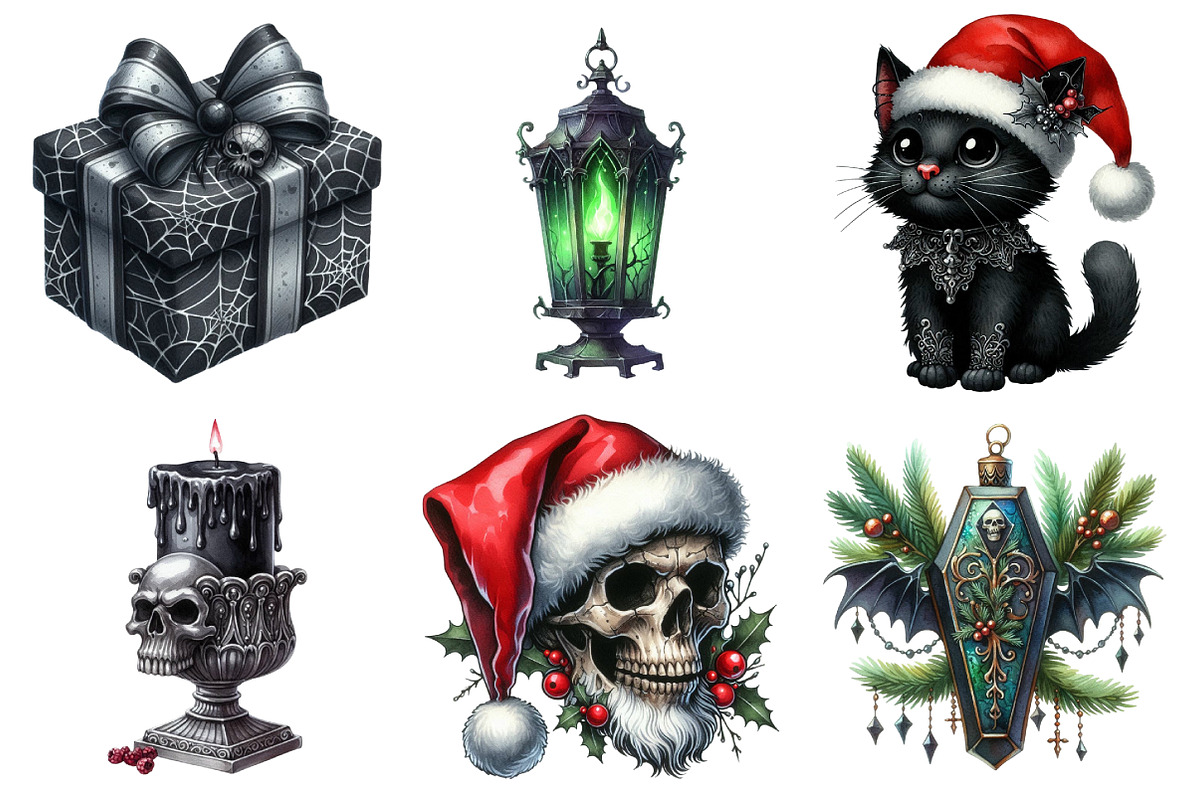 Goth Christmas Clipart, an Illustration by Daily.Designs (Photo 5 of 5)