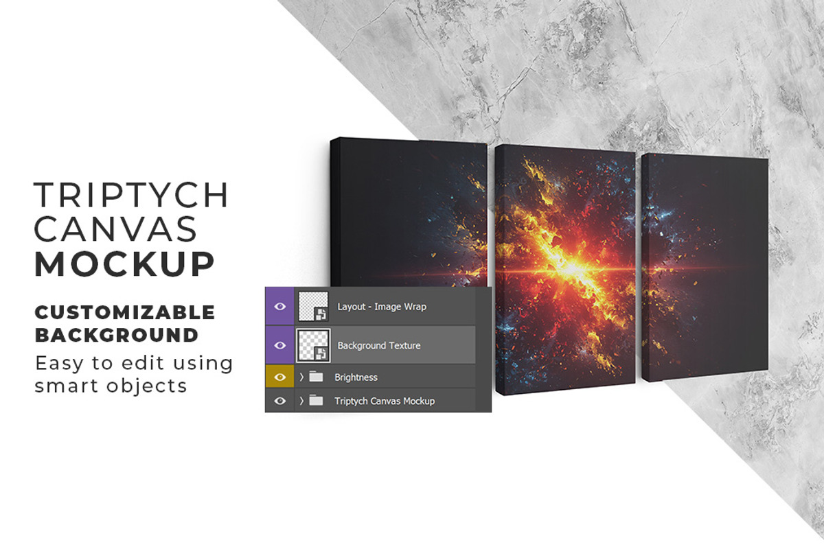 Triptych Canvas Mockup - Ratio 2x3, a Household Mockup by Mockups by Carlos Viloria (Photo 4 of 6)