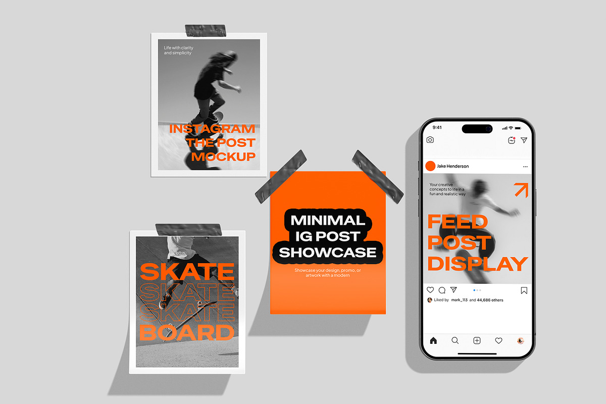 Instagram Post & Phone Mockup, an Advertising Mockup by Unerispace (Photo 2 of 5)