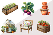 Watercolor Vintage Gardening, an Illustration by Design Market (Thumbnail 2 of 3)