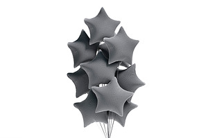 Silver Star Balloon Bouquet 3D Model