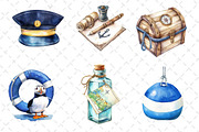 Watercolor Blue Nautical Collection, an Illustration by Dream Creation (Thumbnail 3 of 6)