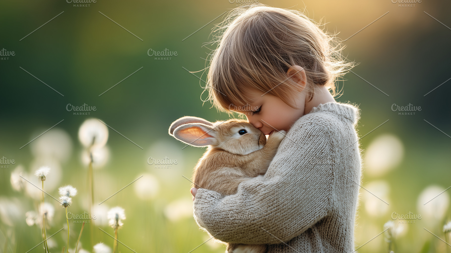 Sweet little child hugging and kiss, an Animal Photo by MistyDay