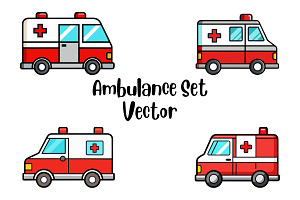Ambulance Set Vector, an Illustration by Awieee1