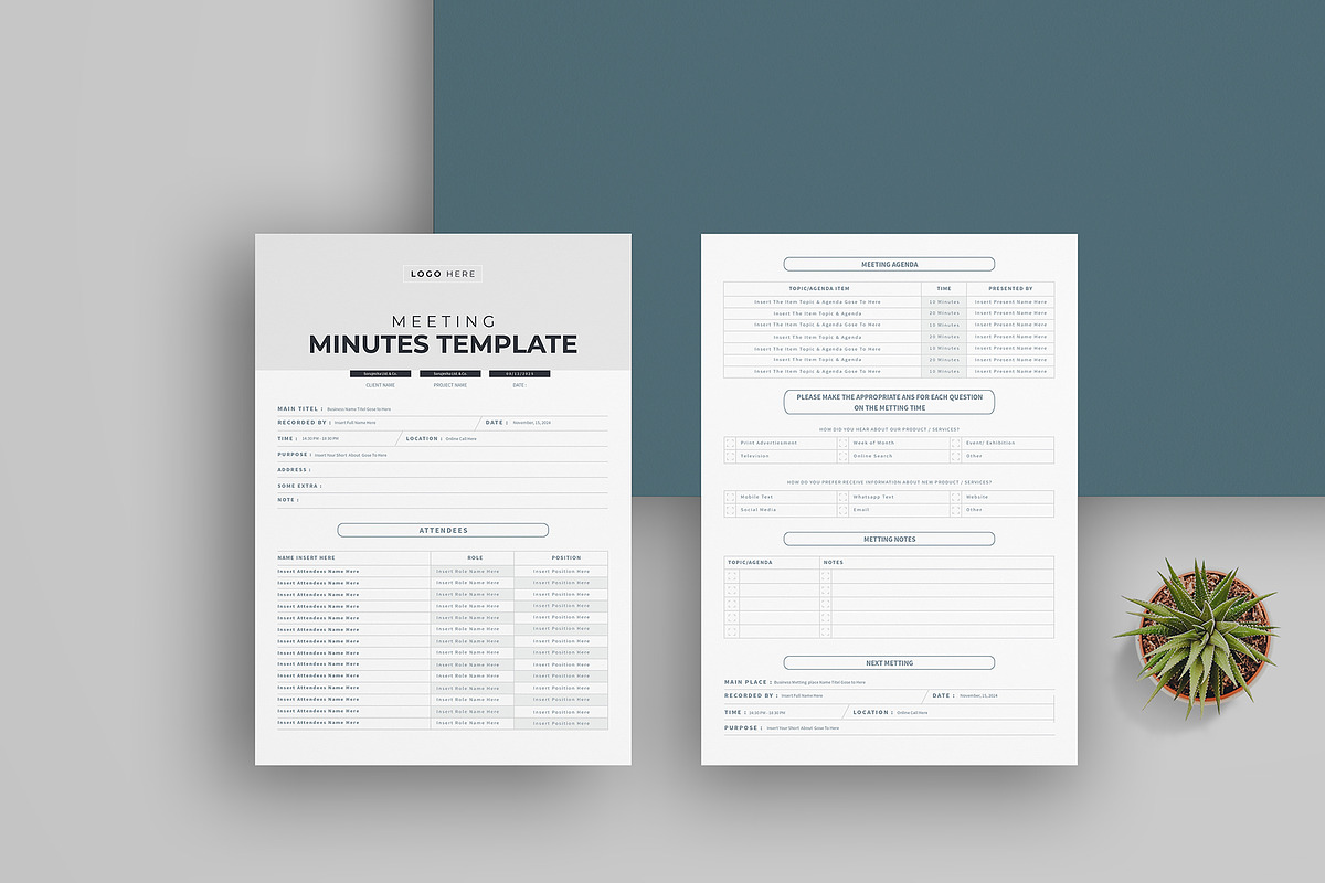 Meeting Minutes Template | Canva, a Stationery Template by obayes (Photo 2 of 4)