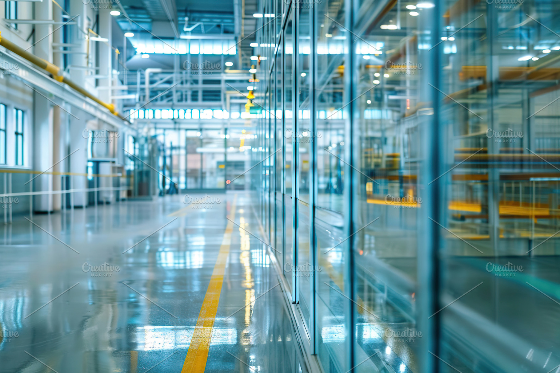 Manufactured products of glasses in modern plant, a Photo by AlyaAnd