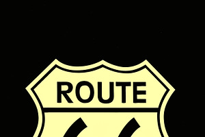 Travel USA sign of Route 66 label.