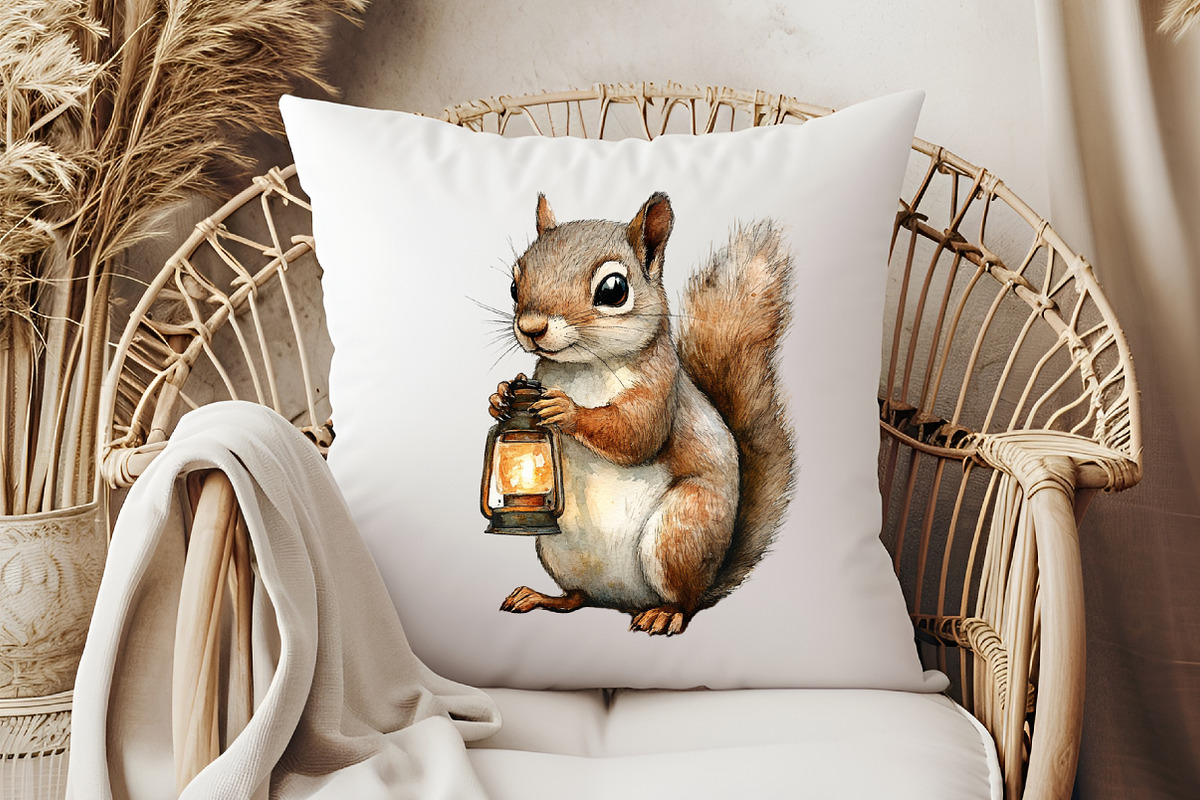 Watercolor Autumn Squirrel Clipart, an Illustration by Pixels.Craft (Photo 5 of 7)