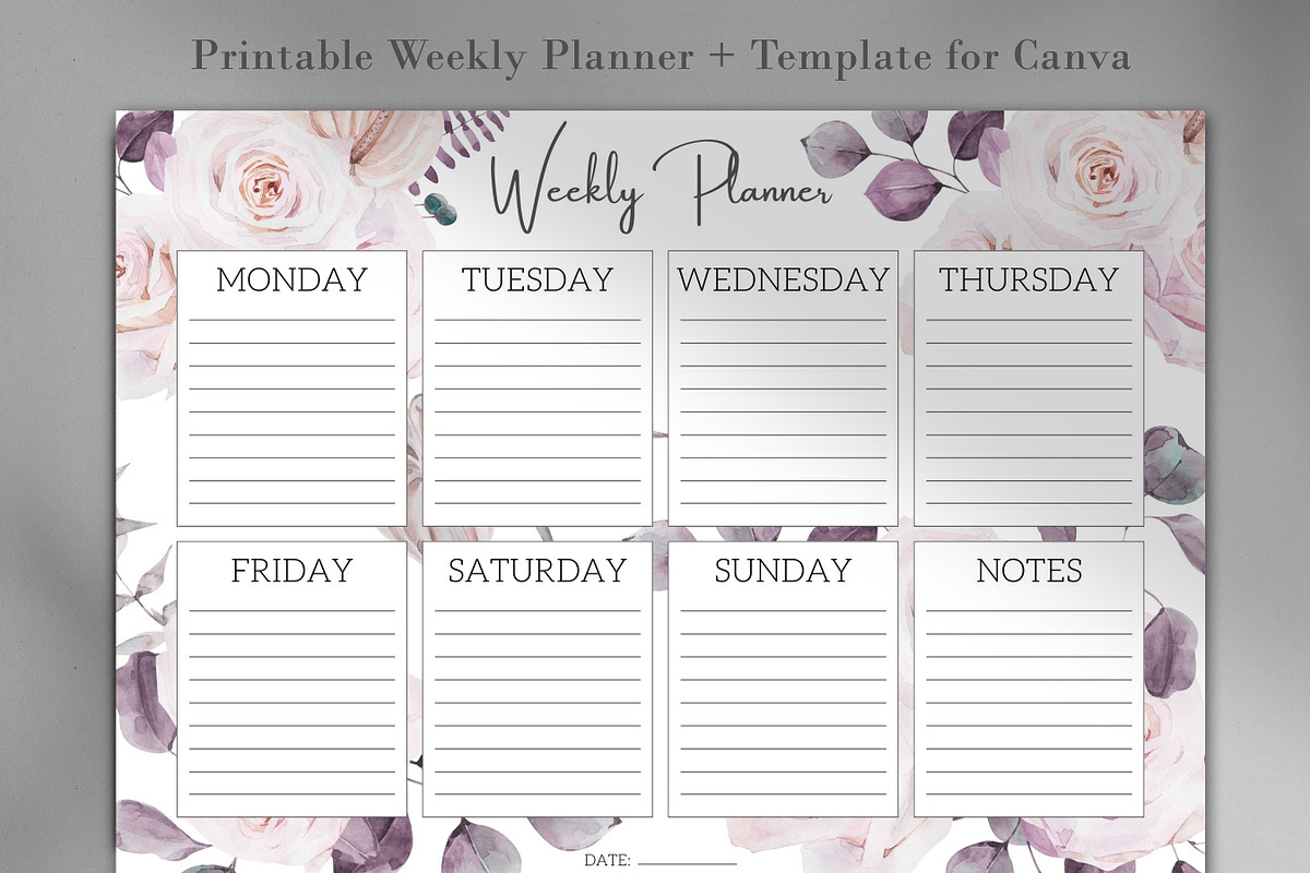 Printable Weekly Planner for Canva, a Stationery Template by NM-Design-Studio (Photo 2 of 4)