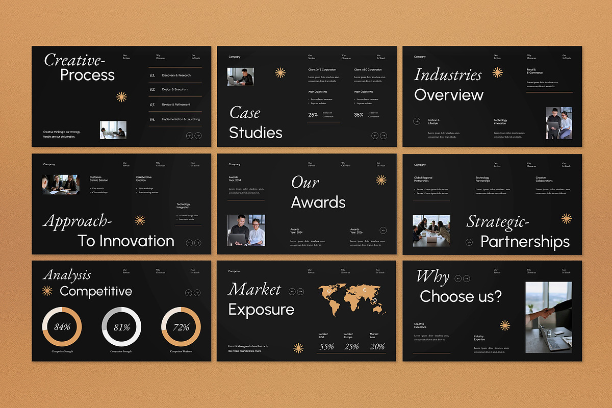 Black Modern Company Profile PPT, a Presentation Template by graphicook (Photo 4 of 4)