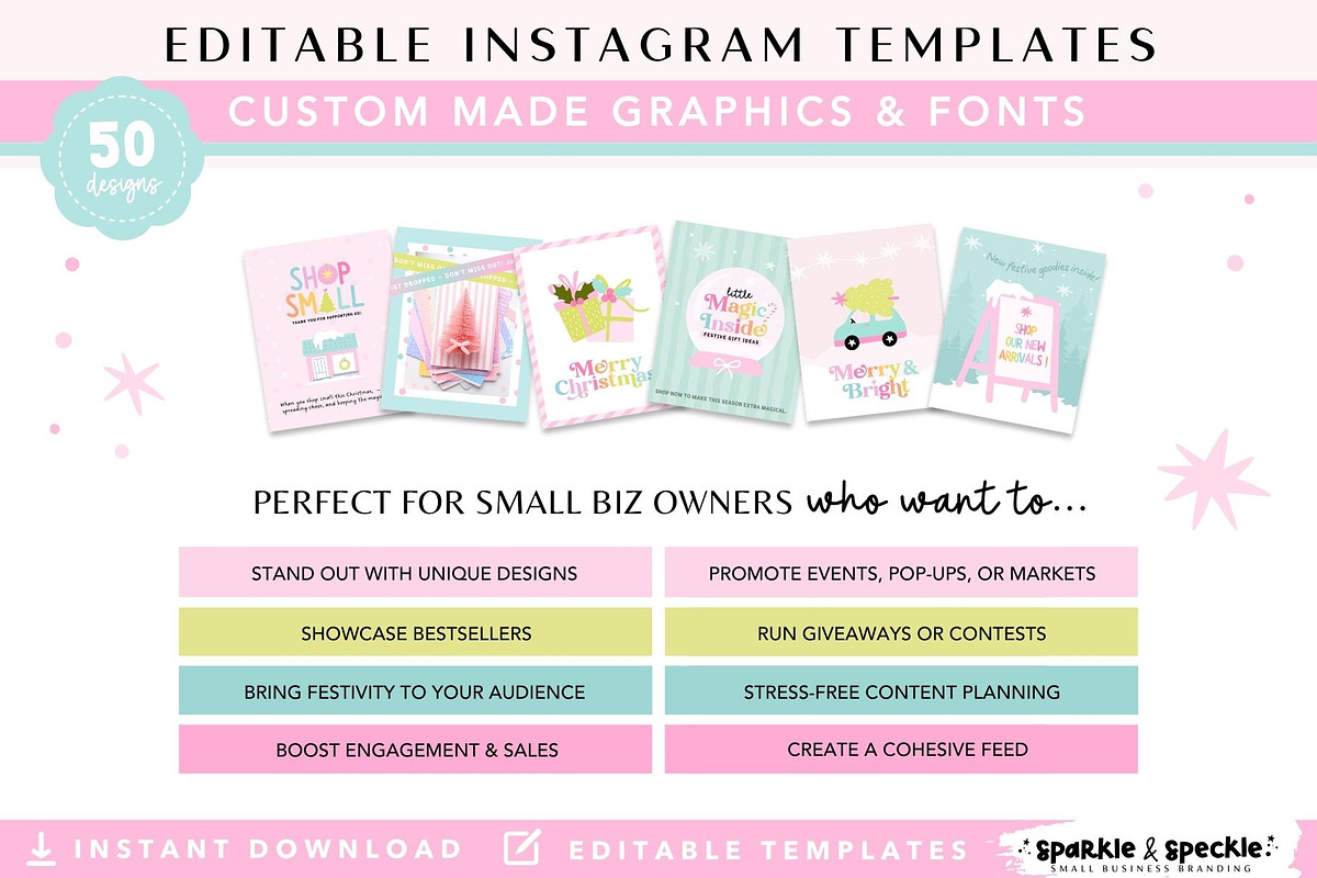 Pastel Christmas Instagram Templates, a Social Media Template by Sparkle & Speckle (Photo 8 of 8)