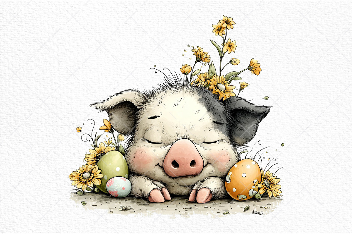 Whimsical Easter Farm Animal Clipart, an Illustration by Craft Nest (Photo 9 of 11)