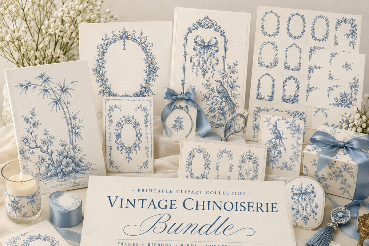 Vintage Chinoiserie clipart, a Decorative Illustration by HeavensStar (Photo 2 of 10)