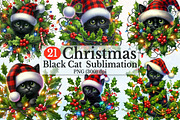 Christmas Peeking jungle Black Cat, a Seasonal Illustration by Rose Art (Thumbnail 1 of 4)