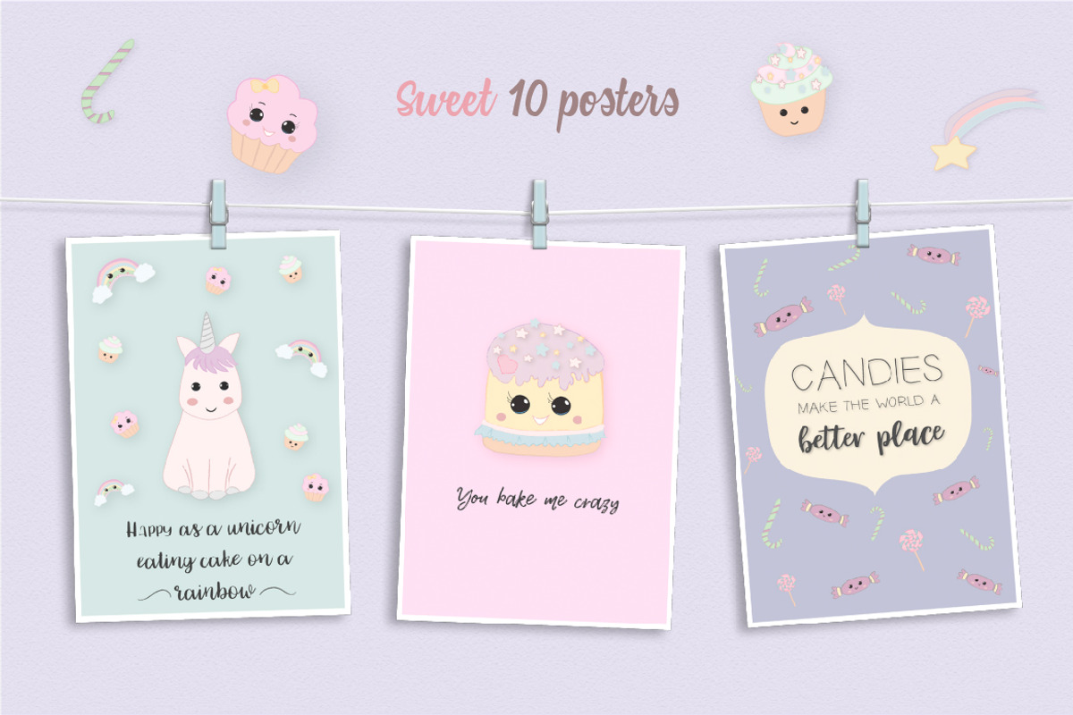 Sweet Kawaii Cake Set, an Animal Illustration by Irena Art (Photo 4 of 7)