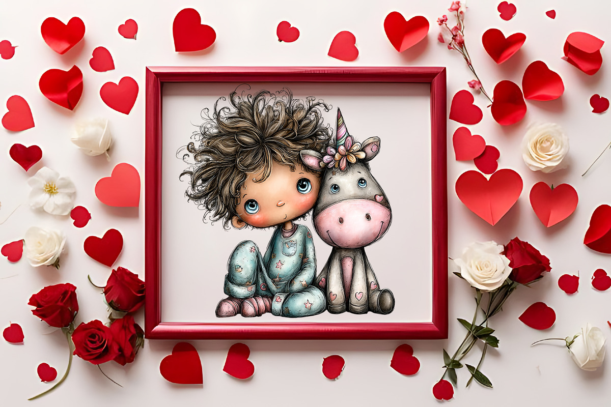 Cute Human and Unicorn Love Bundle, an Illustration by RobertsArt (Photo 3 of 7)