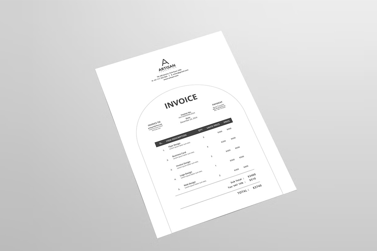 Invoice Template, a Stationery Template by artisanHR (Photo 5 of 5)