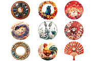 Chinese Zodiac signs round Clipart, an Illustration by Craft Nest (Thumbnail 2 of 5)