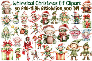 Whimsical Christmas Elf Clipart Bund, an Illustration by Sublimation Artist