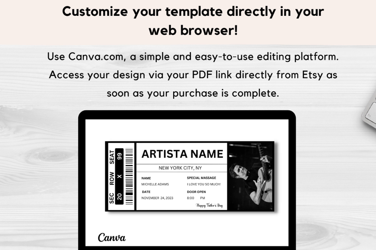 Editable Concert Ticket Template, an Invitation Template by YasdeyDesigns (Photo 4 of 9)