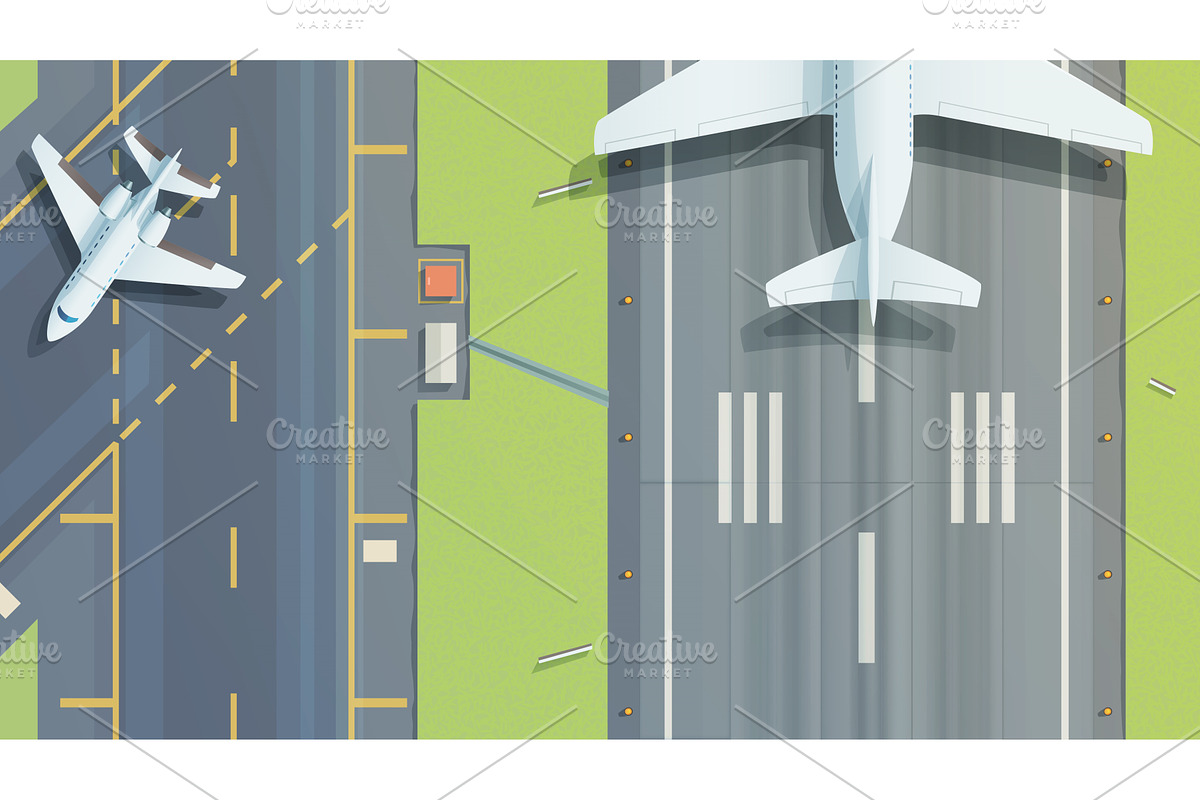 airport in heavy traffic sunny day, a Transportation Illustration by IfH