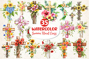 Summer Floral Cross Clipart, an Illustration by Dream Creation (Thumbnail 1 of 3)