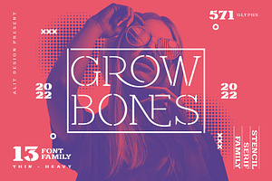 Grow Bones Family Stencil Font