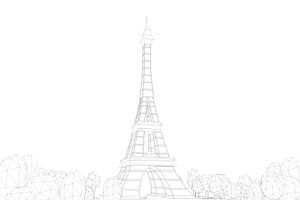 Cartoon Low Poly Eiffel Tower