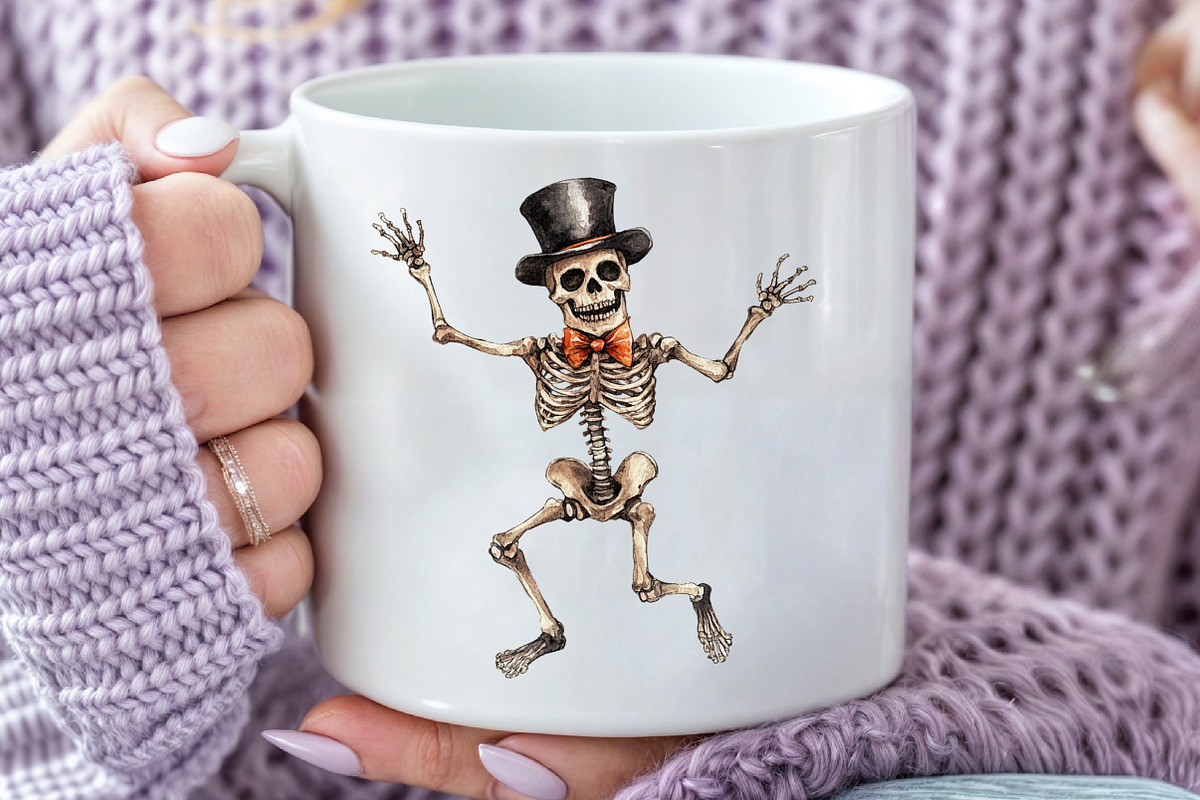 Watercolor Halloween Skeleton Clipar, an Illustration by Rose Art (Photo 4 of 7)