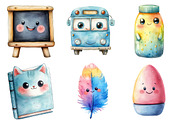 Kawaii School Clipart PNG, an Illustration by SinaCreation (Thumbnail 4 of 5)