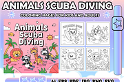 Animals Scuba Diving Coloring Book, an Animal Illustration by Design Zone (Thumbnail 1 of 5)