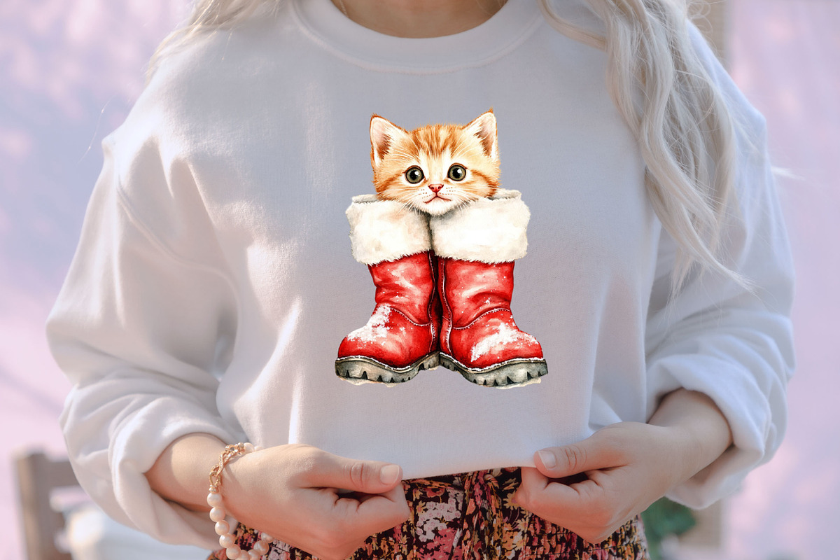 Whimsical Christmas Cats Clipart, an Illustration by designcity5 (Photo 5 of 5)