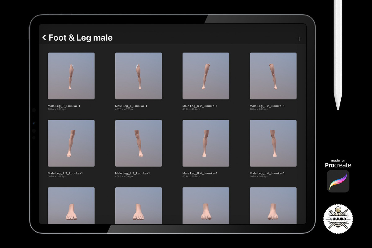 Procreate 3d Models (4K) Leg male, a Brush Add-On by Luuuka studio (Photo 2 of 5)