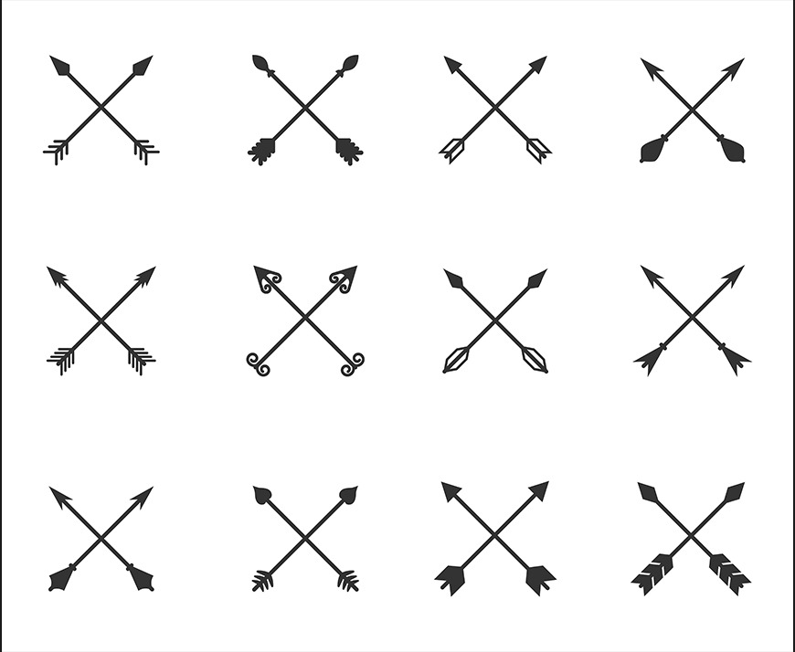 Crossed Arrows Vector Set, an Object Graphic by Snipergraphics