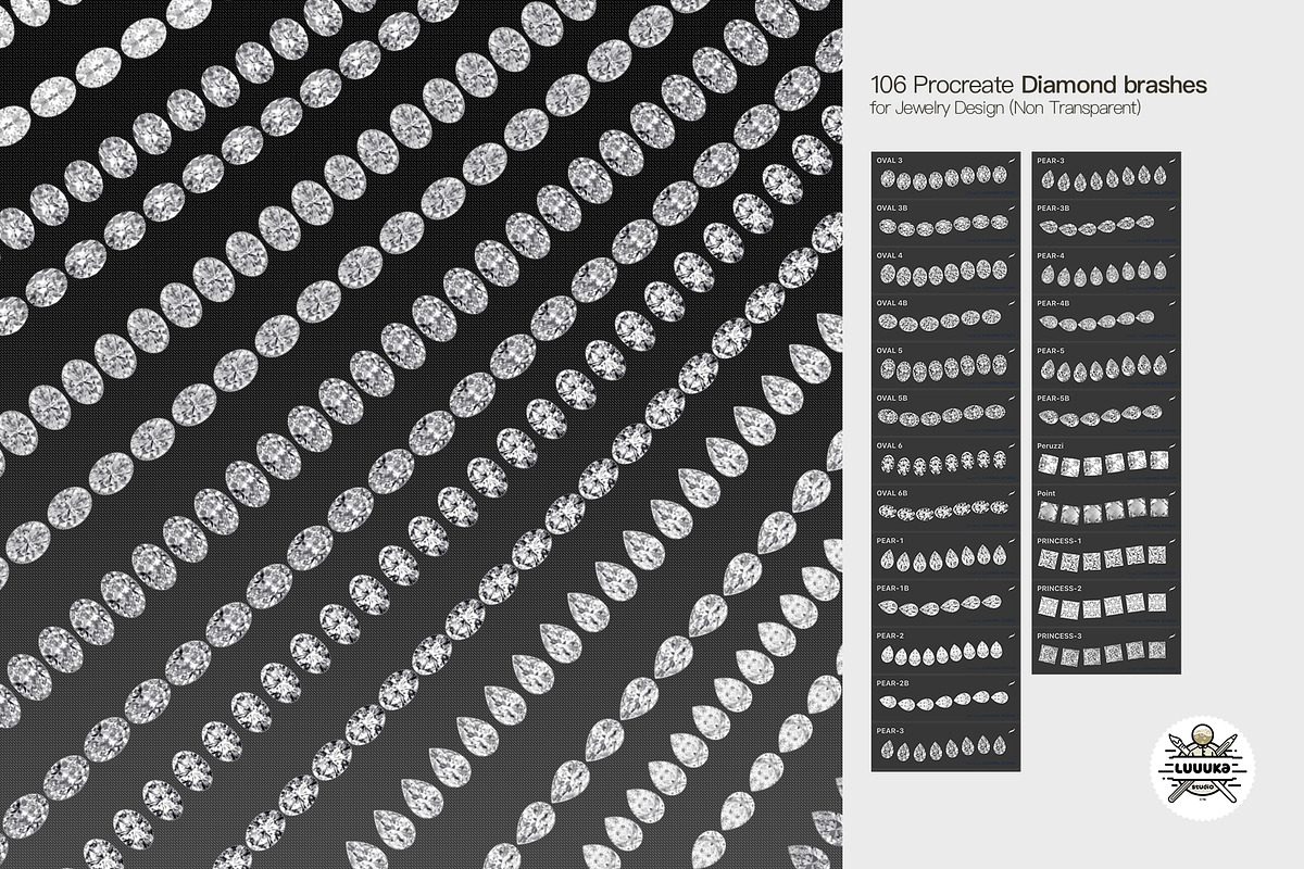 106 Procreate diamond brashes set, a Brush Add-On by Luuuka studio (Photo 9 of 10)