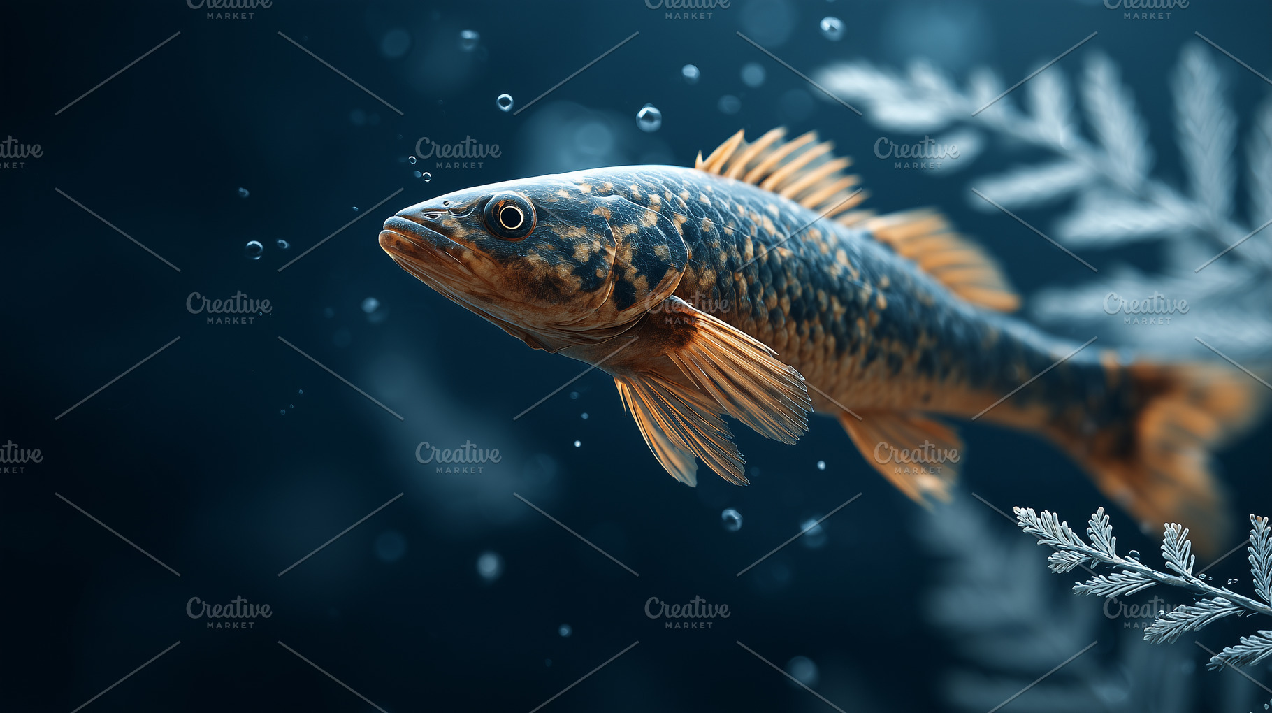 Beautiful fish with orange fins and, an Animal Photo by MistyDay