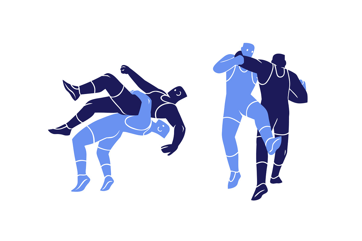 Wrestling poses, wrestlers fight set, a Sport Illustration by PaperTrident (Photo 5 of 6)