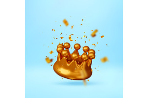 3D Golden crown with falling, an Illustration by Abscent