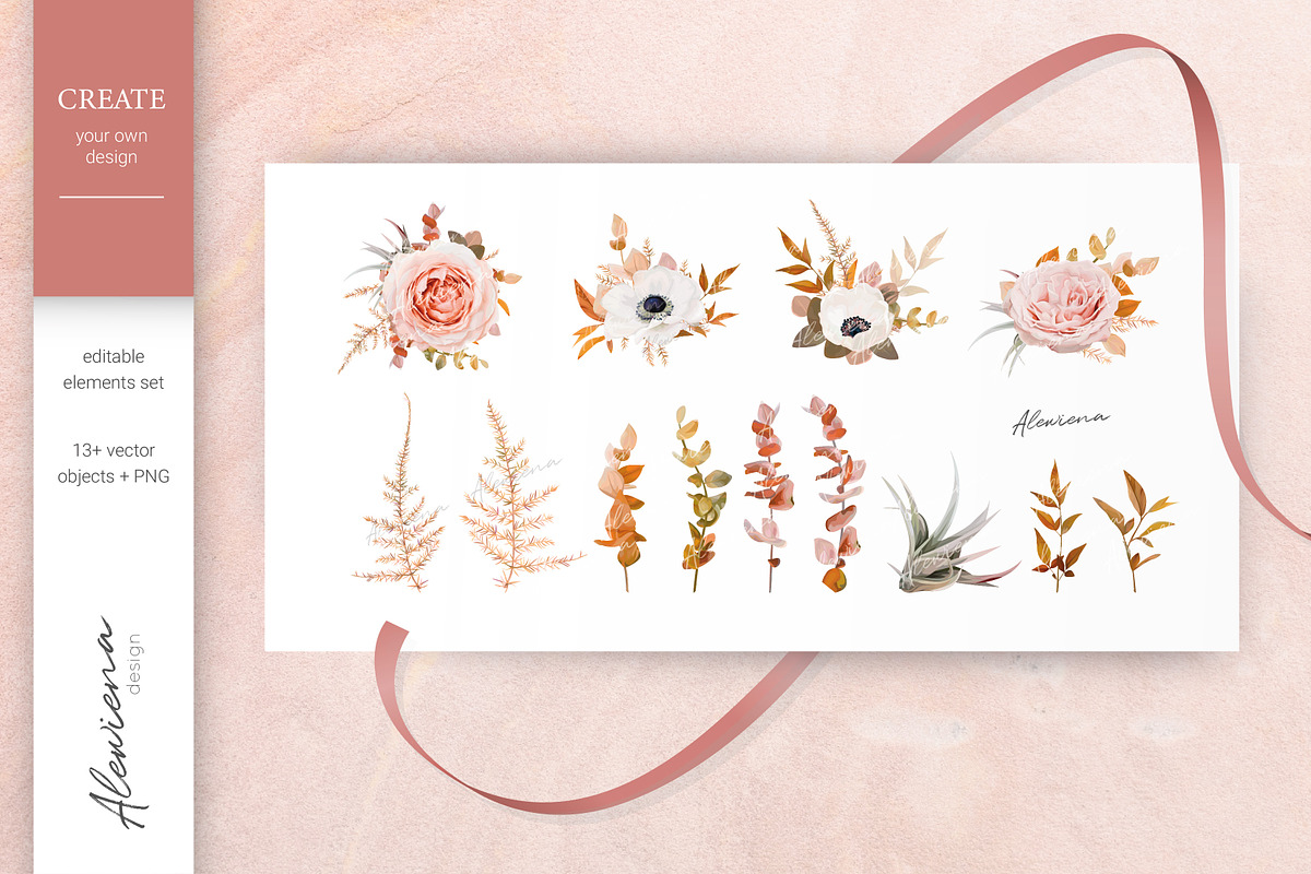 Wedding cards set blush peach & rust, an Invitation Template by Alewiena (Photo 7 of 13)
