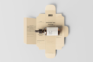 Unfolded Box & Dropper Bottle Mockup