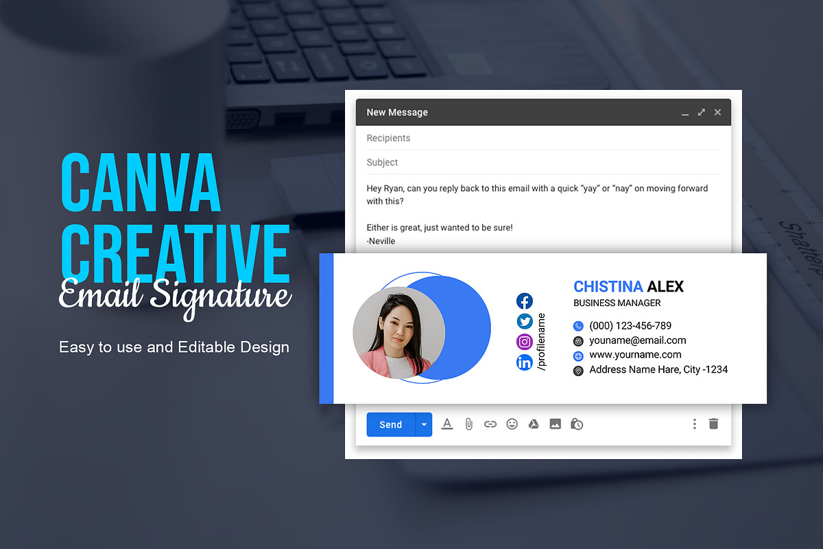Email Signature Template Canva+Gmail, an Email Template by Waliullah Solutions (Photo 4 of 5)