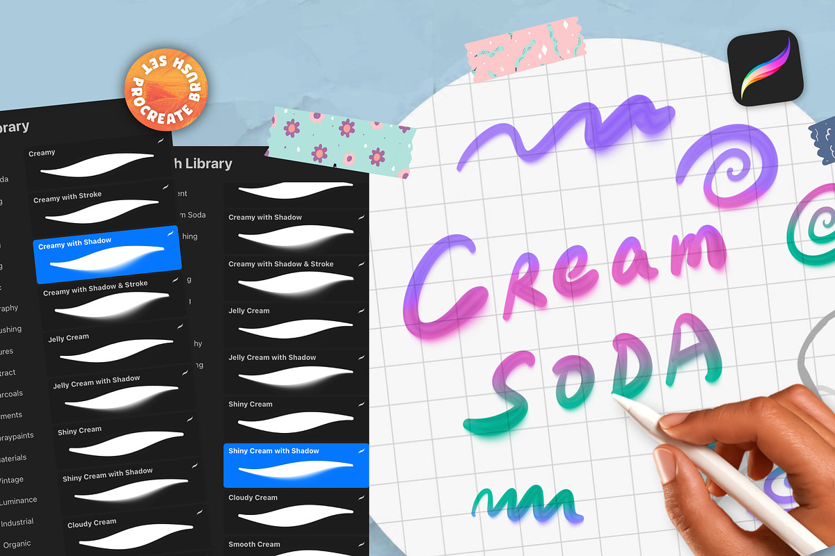 11 Cream Soda Procreate Brush Set, a Brush Add-On by itefan Studio (Photo 2 of 3)