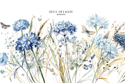 Dusty Blue Floral Clipart Watercolor, a Decorative Illustration by Patishop Art (Thumbnail 4 of 7)