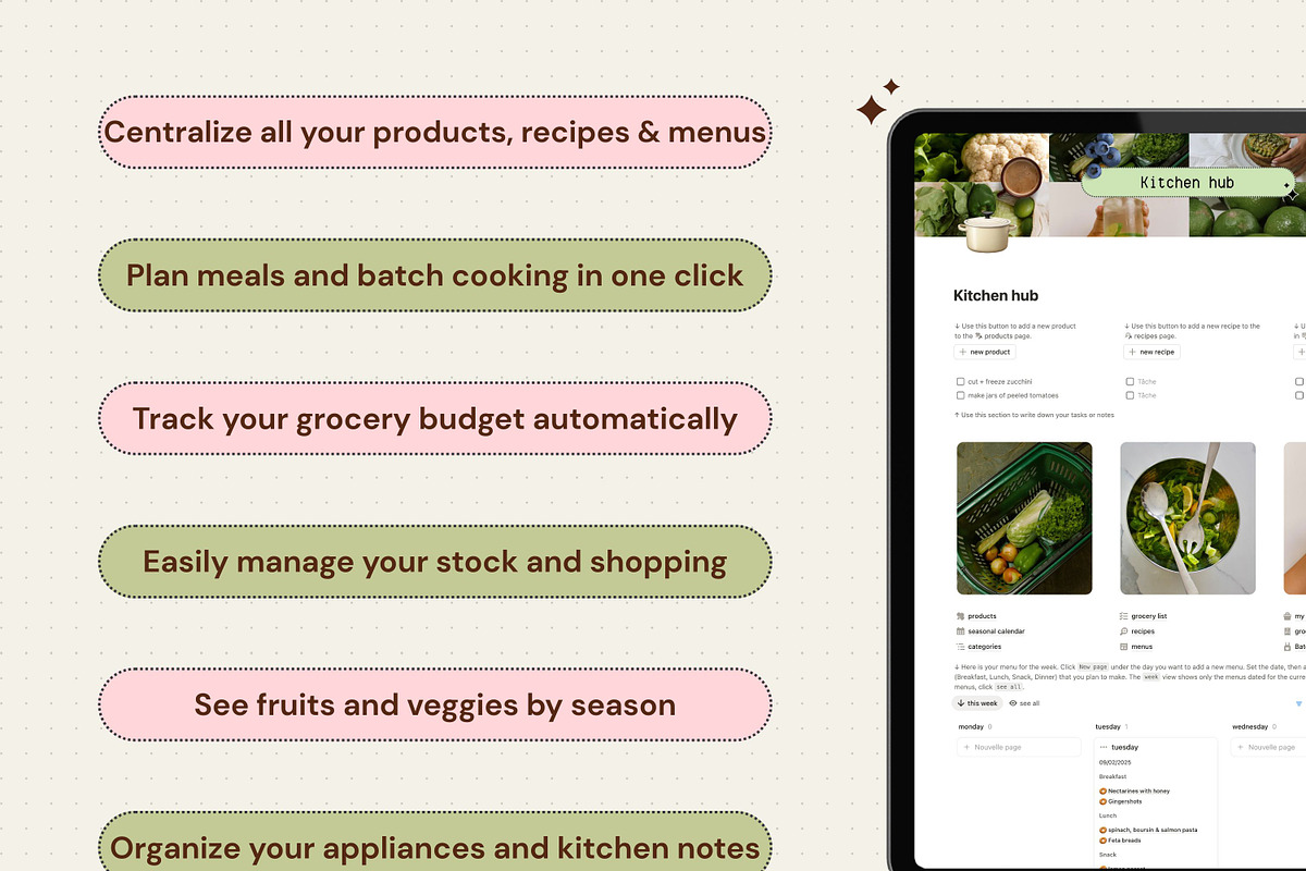 Kitchen hub - Notion template preview 3