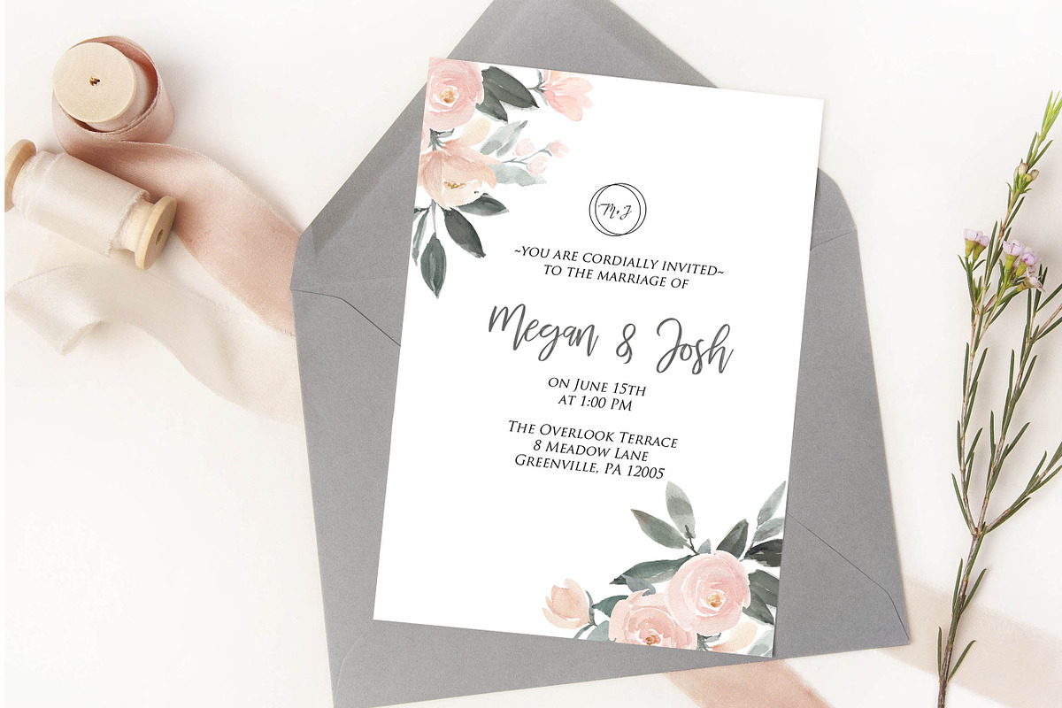 Pink, Beige and Grey Florals, an Illustration by Graphic Blue Bird (Photo 5 of 6)