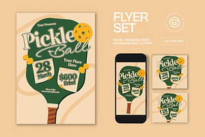 Pickleball Tournament Flyer Set, a Flyer Template by graphicook